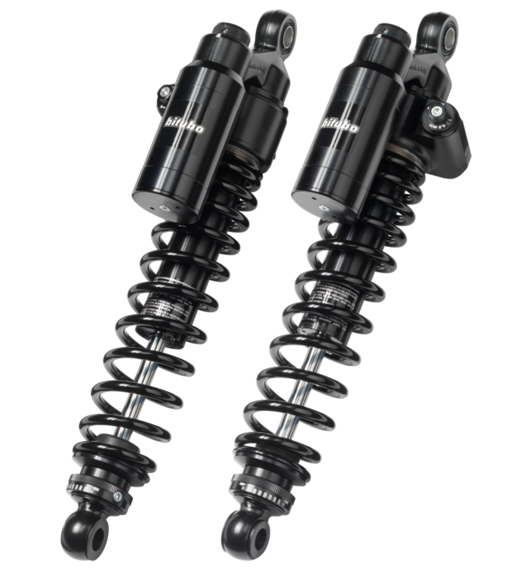 Picture of Bitubo WMT2 Twinshocks Adj.: Spring Preload, Reb., Comp., Length 326mm, Piggyback Tank Dark Edition