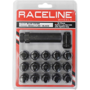 Picture of Raceline Spline Lug Nut Kit with Spline Key 12 x 1.25 - 16 Pack - Black