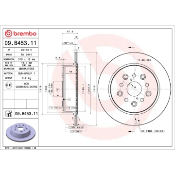 Picture of Brembo OE 01-06 Lexus LS430 UV Coated Brake Disc - Rear