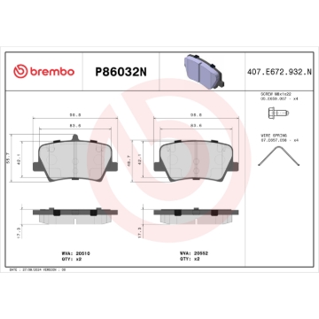 Picture of Brembo OE 19-24 Volvo XC40 PRIME Ceramic Brake Pad - Rear