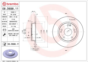 Picture of Brembo OE 16-24 Honda Civic/19-22 Insight UV Coated Brake Disc - Rear