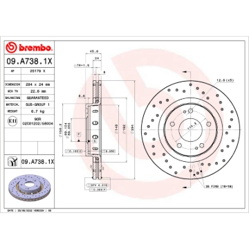 Picture of Brembo OE 09-15 Mitsubishi Lancer/04-06 Outlander Drilled Xtra Brake Disc - Front