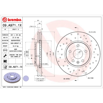 Picture of Brembo OE 10-15 Chevrolet Camaro/10-17 Equinox/14-20 Impala Drilled Xtra Brake Disc - Front