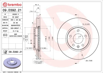 Picture of Brembo OE 14-15 Chevrolet Cruze/19-22 Equinox/Malibu/21-24 Trailblazer UV Coated Brake Disc - Front