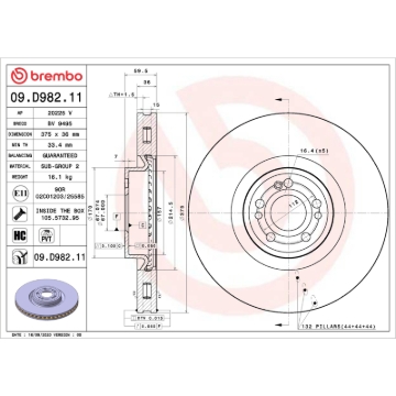 Picture of Brembo OE 20-23 Mercedes-Benz GLE450/GLE580/GLS450/2020 GLS580 UV Coated Brake Disc - Front Left