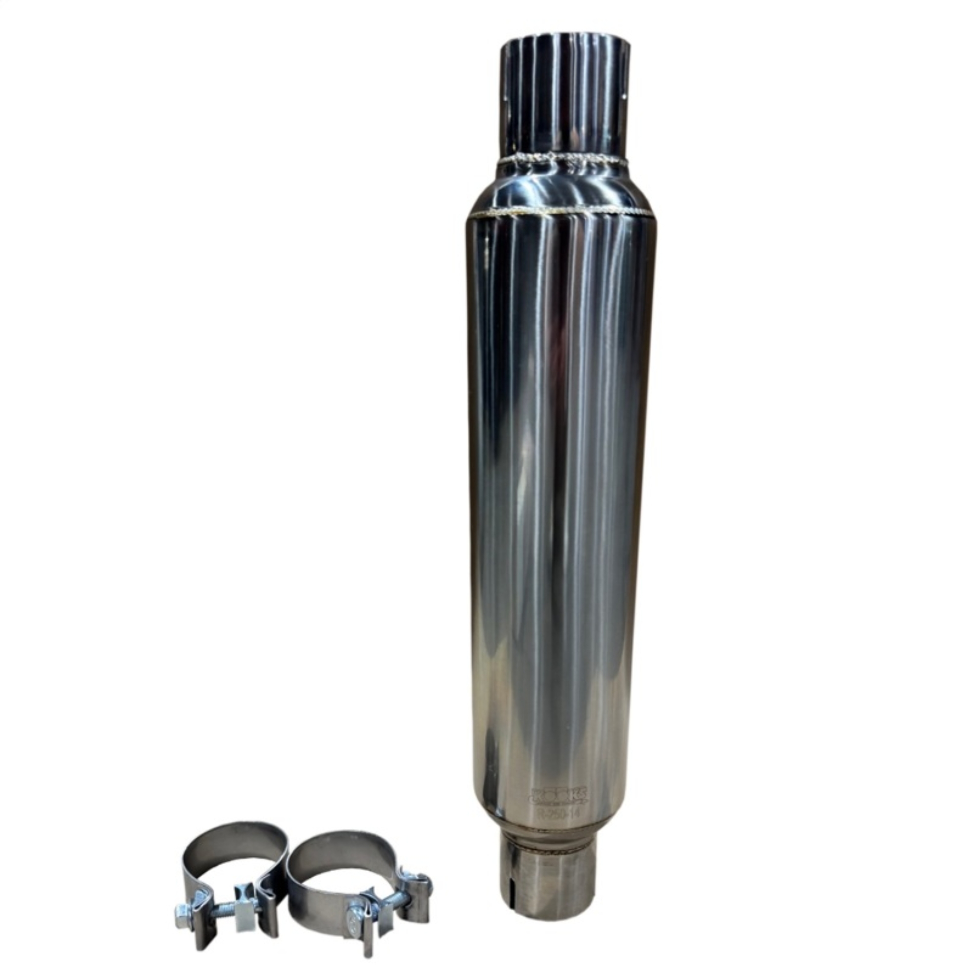 Picture of Kooks 2.5in Round Clamp In Muffler 14in Long Polished Stainless Steel