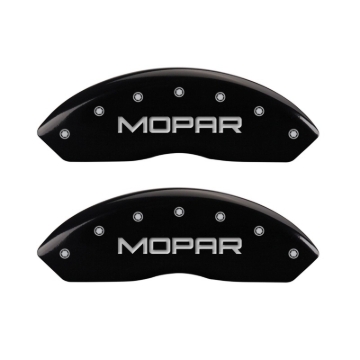 Picture of MGP Front set 2 Caliper Covers Engraved Front MOPAR Black finish silver ch