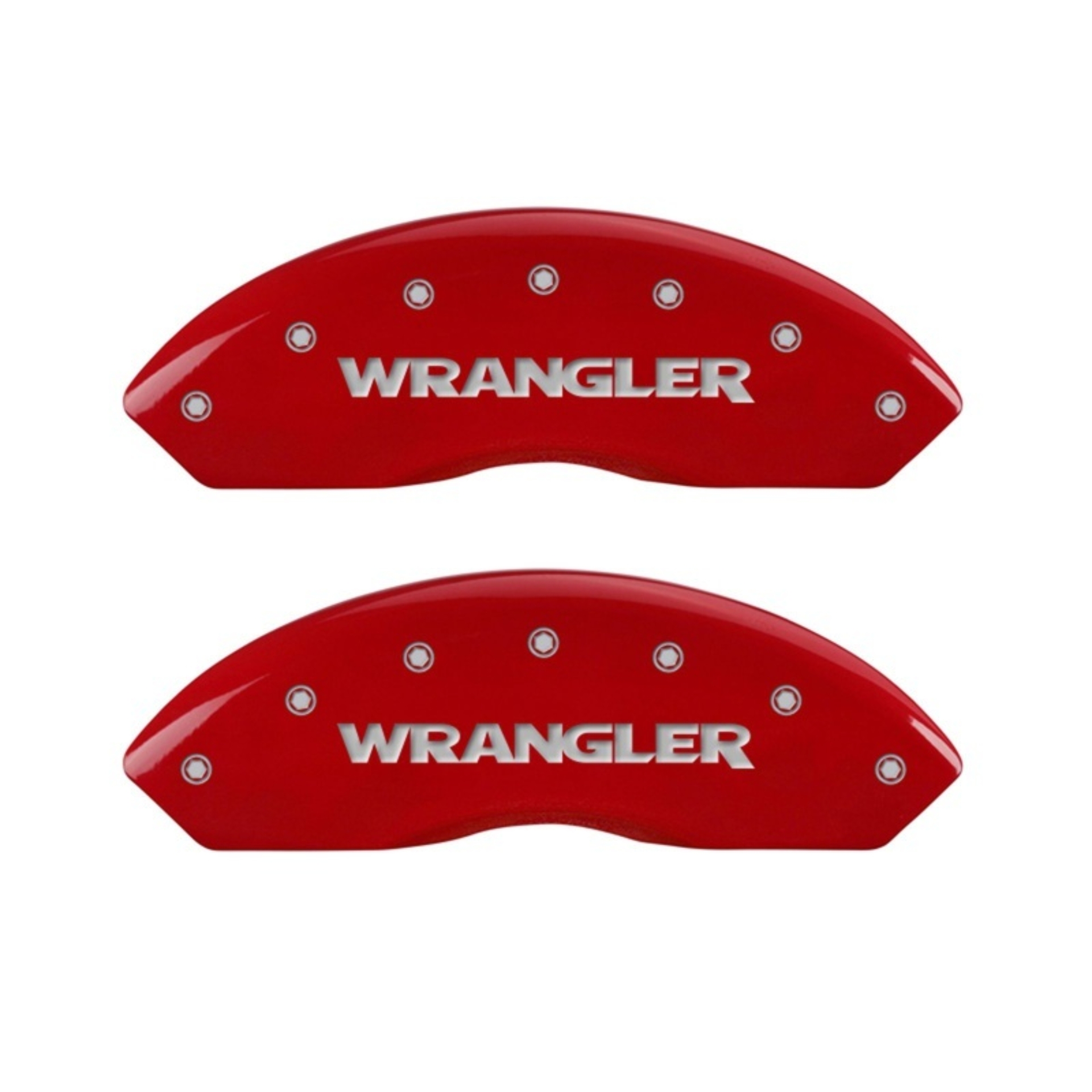 Picture of MGP Front set 2 Caliper Covers Engraved Front WRANGLER Red finish silver ch