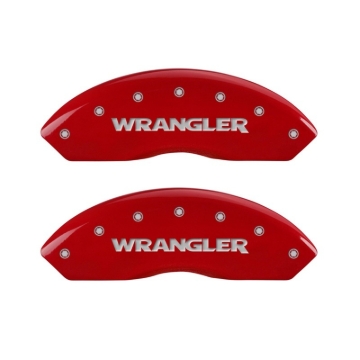 Picture of MGP Front set 2 Caliper Covers Engraved Front WRANGLER Red finish silver ch