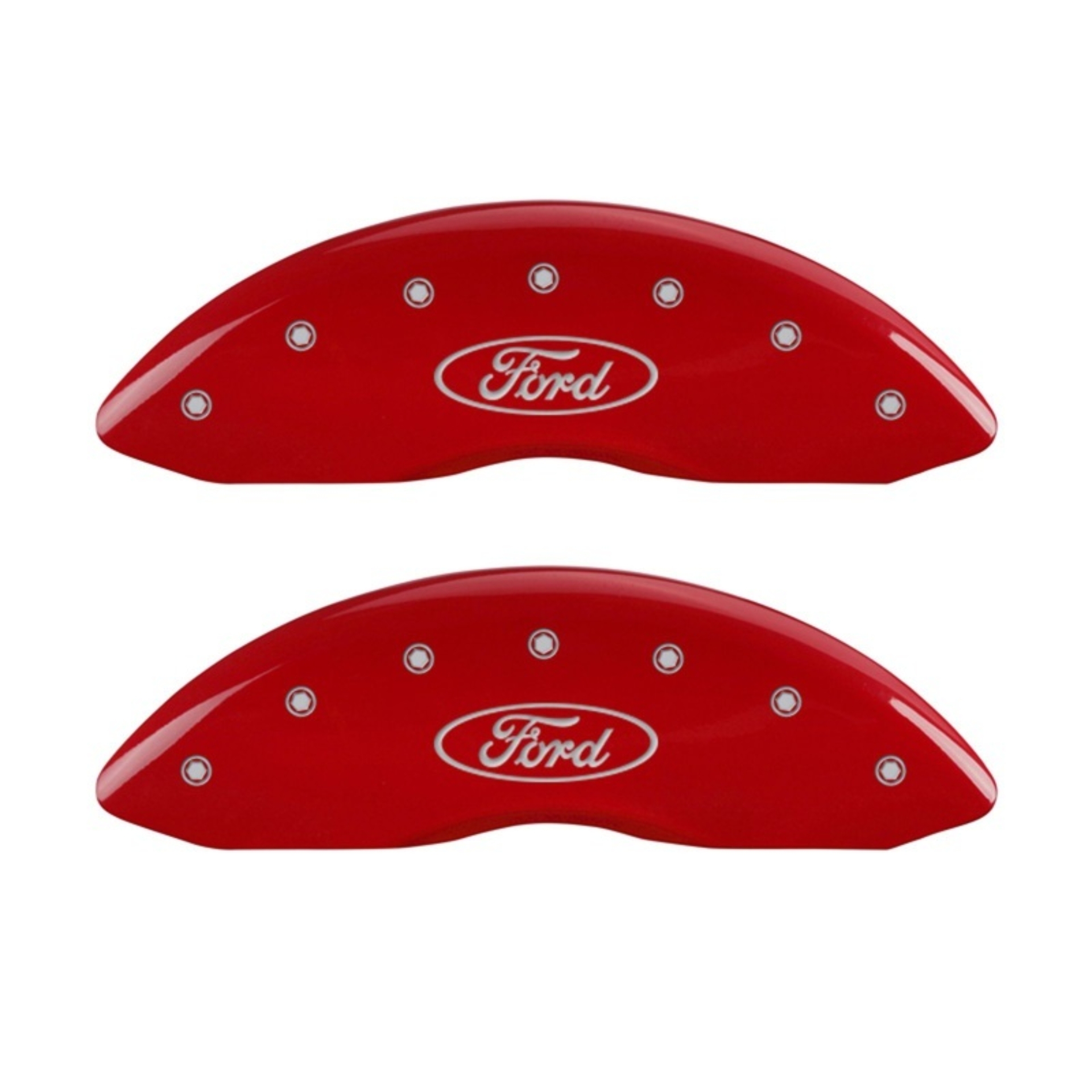 Picture of MGP Front set 2 Caliper Covers Engraved Front Oval logo/Ford Red finish silver ch