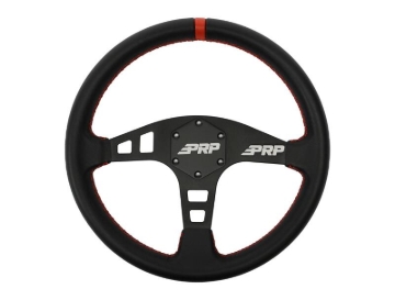 Picture of PRP Flat Leather Steering Wheel - Red