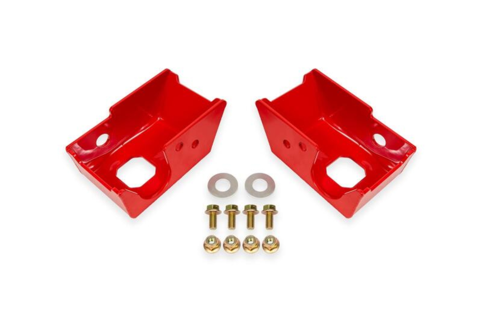 Picture of BMR 2021+ Ford Bronco (Exc. Bronco Sport) Rear Shock Mount Skid Plates - Red