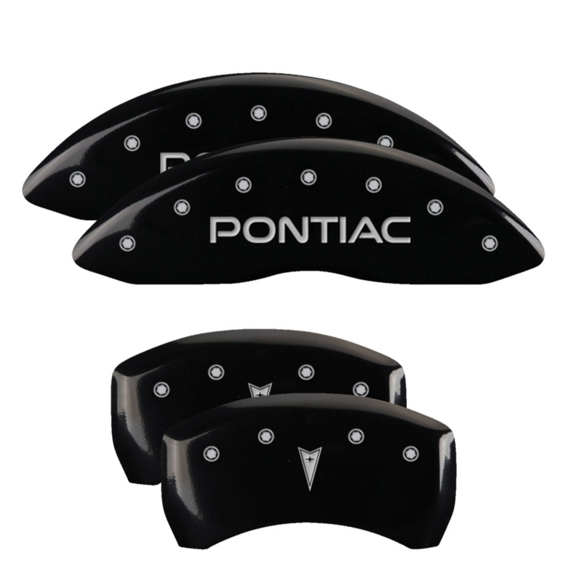 Picture of MGP 4 Caliper Covers 98-02 Pontiac Firebird (Ex WS6) Front Pontiac Rear Arrow Blk Finish Silver Char