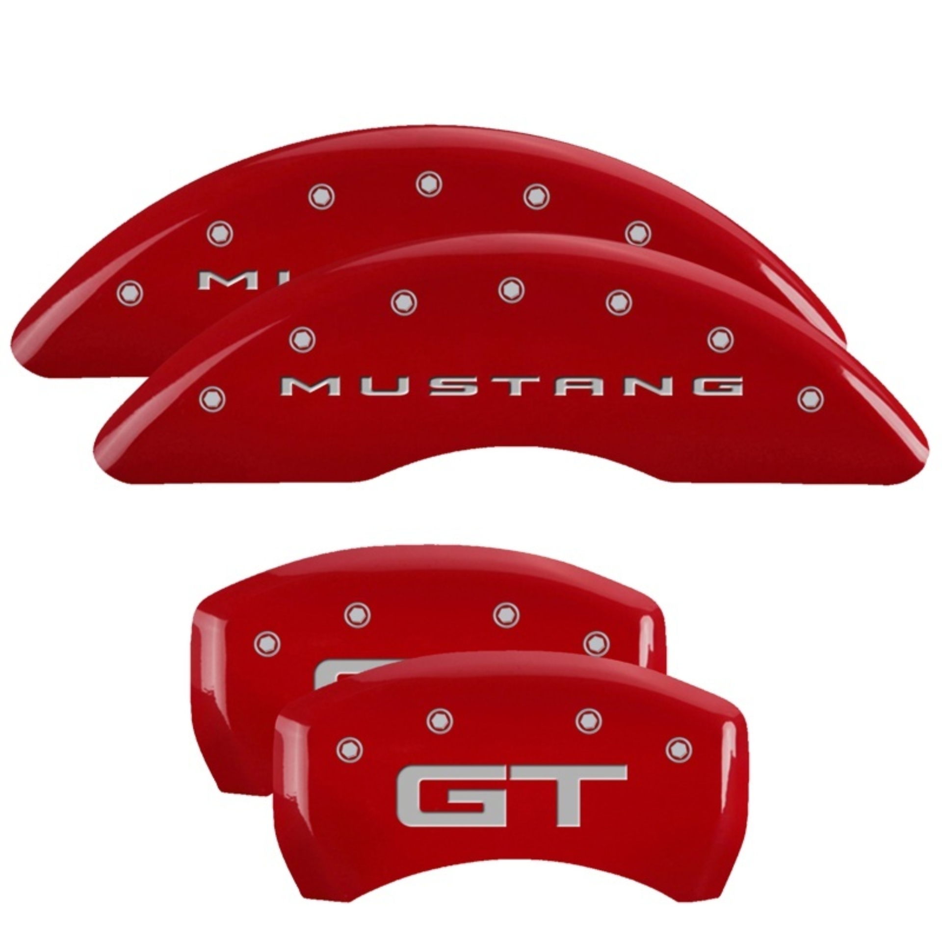 Picture of MGP 2024+ Ford Mustang GT 4 Caliper Covers Front & Rear - Red Finish w/ Mustang/GT Logo