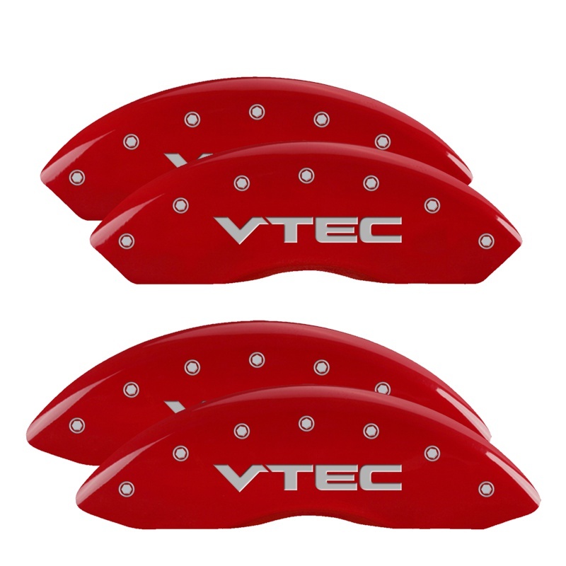 Picture of MGP 4 Caliper Covers Engraved Front & Rear Vtech Red finish silver ch