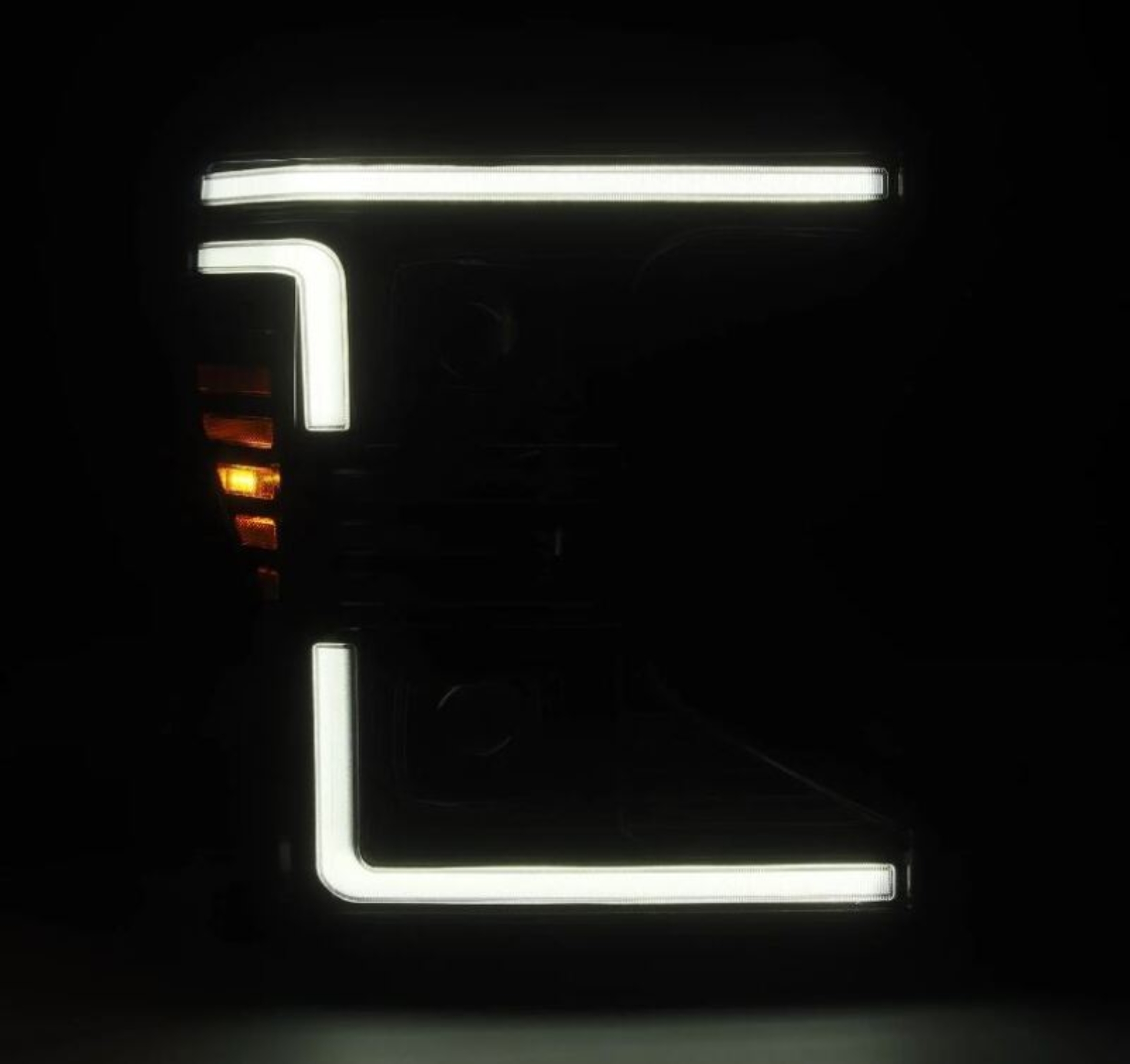 Picture of AlphaRex 20-22 Ford F150 Pro-Series Projector Headlights Alph. Black w/ Act.Light / Seq. Sig. / DRL
