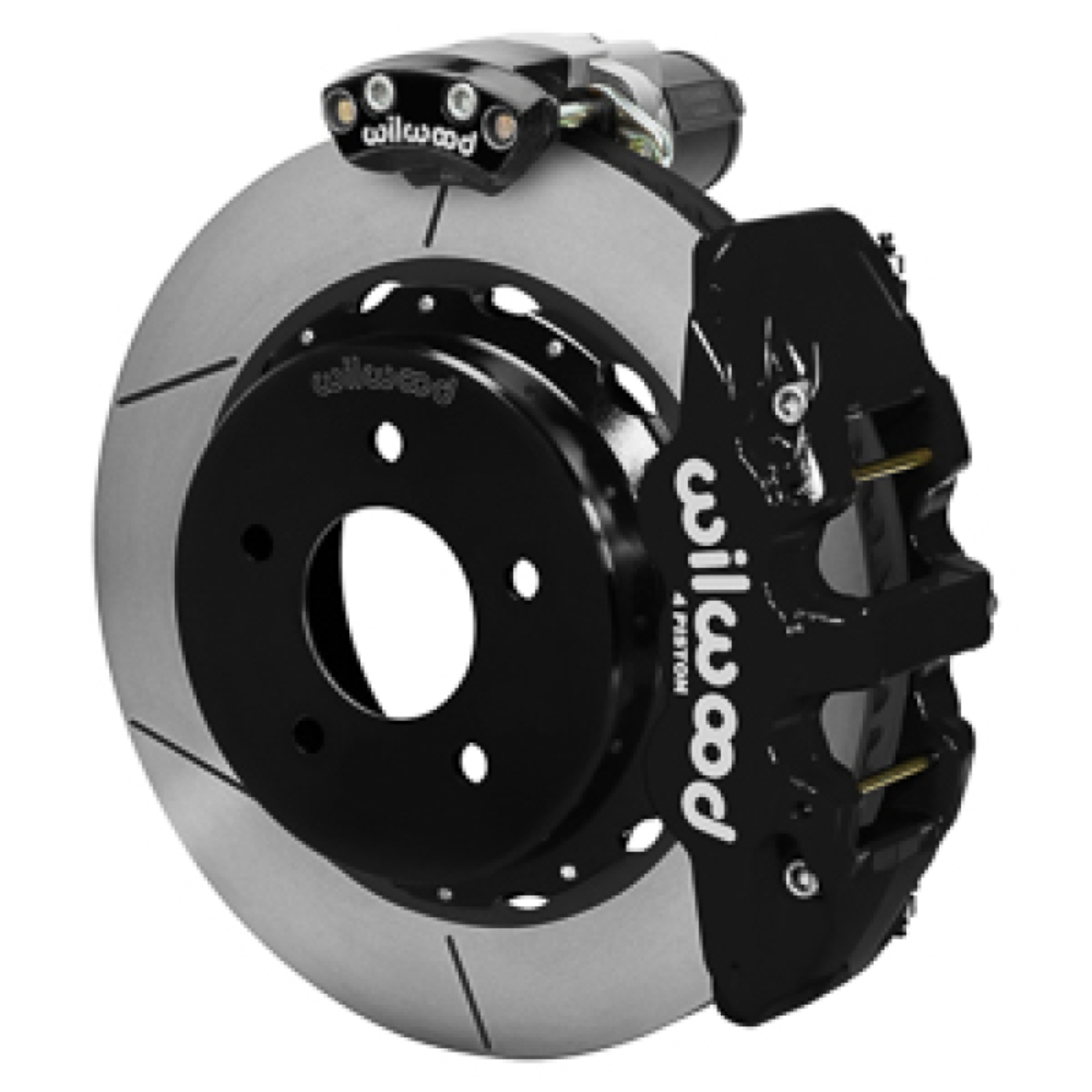 Picture of Wilwood 88-98 GM C1500 Aero4 Rear Electronic Parking Brake Kit 14in Rotor 3.25in Offset - Blk