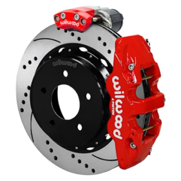 Picture of Wilwood 88-98 GM C1500 Aero4 Rear Elec. Parking Brake Kit 14in SRP Rotor 3.25in Offset - Red