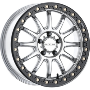 Picture of Raceline A14SB Alpha 15x10in/6x139.7 BP/25mm Offset/78.1mm Bore - Silver & Blk Ring Beadlock Wheel
