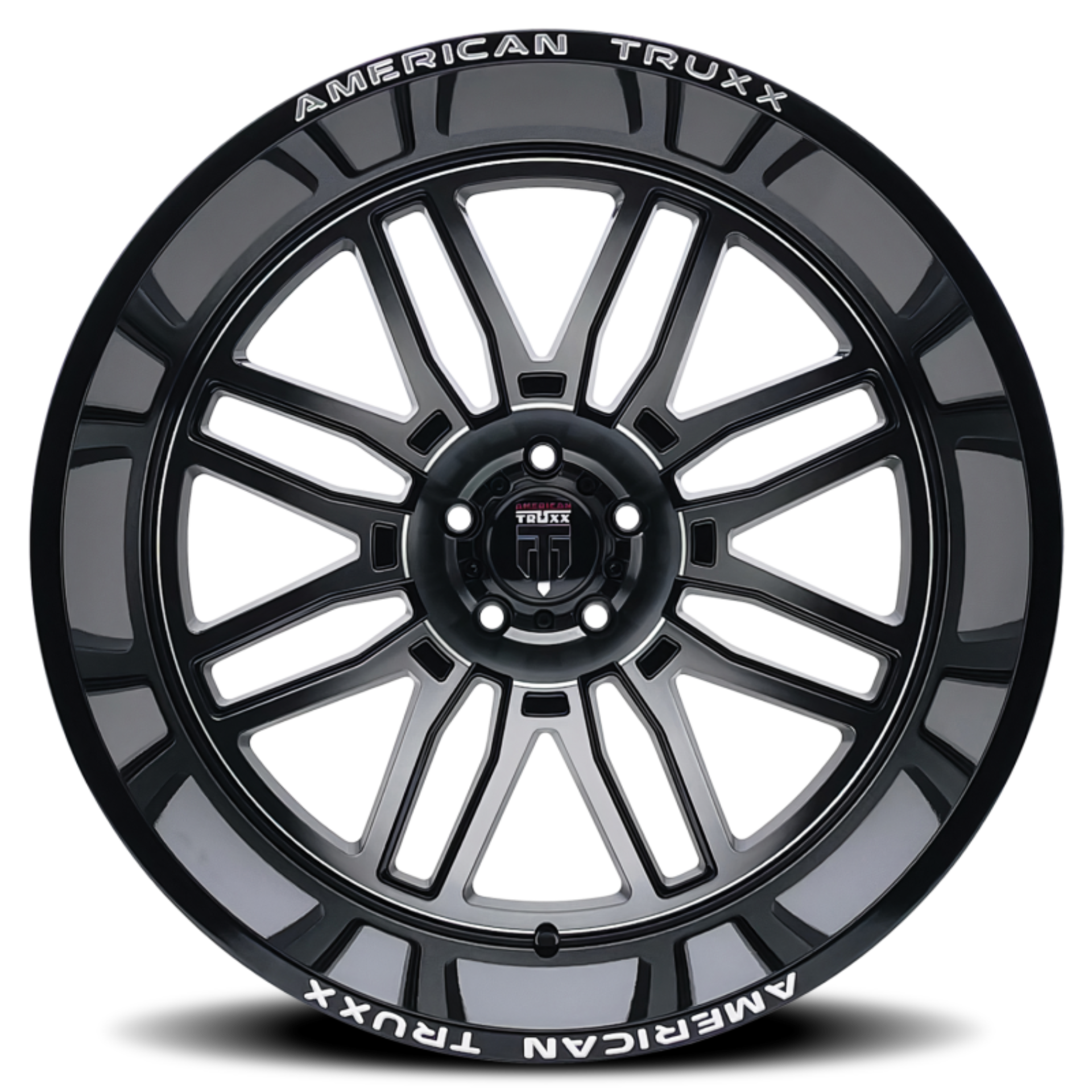 Picture of American Truxx AT1915 Restless 24x14 / 6x139.7 BP / -76mm Offset / 106mm Hub Gloss Blk Mach Wheel