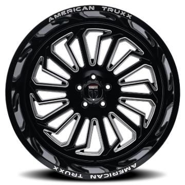 Picture of American Truxx AT1916 Butcher 24x14 / 5x127 BP / -76mm Offset / 71.6mm Hub Gloss Black Milled Wheel
