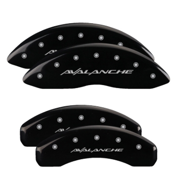 Picture of MGP 4 Caliper Covers Engraved Front & Rear Avalanche Black finish silver ch