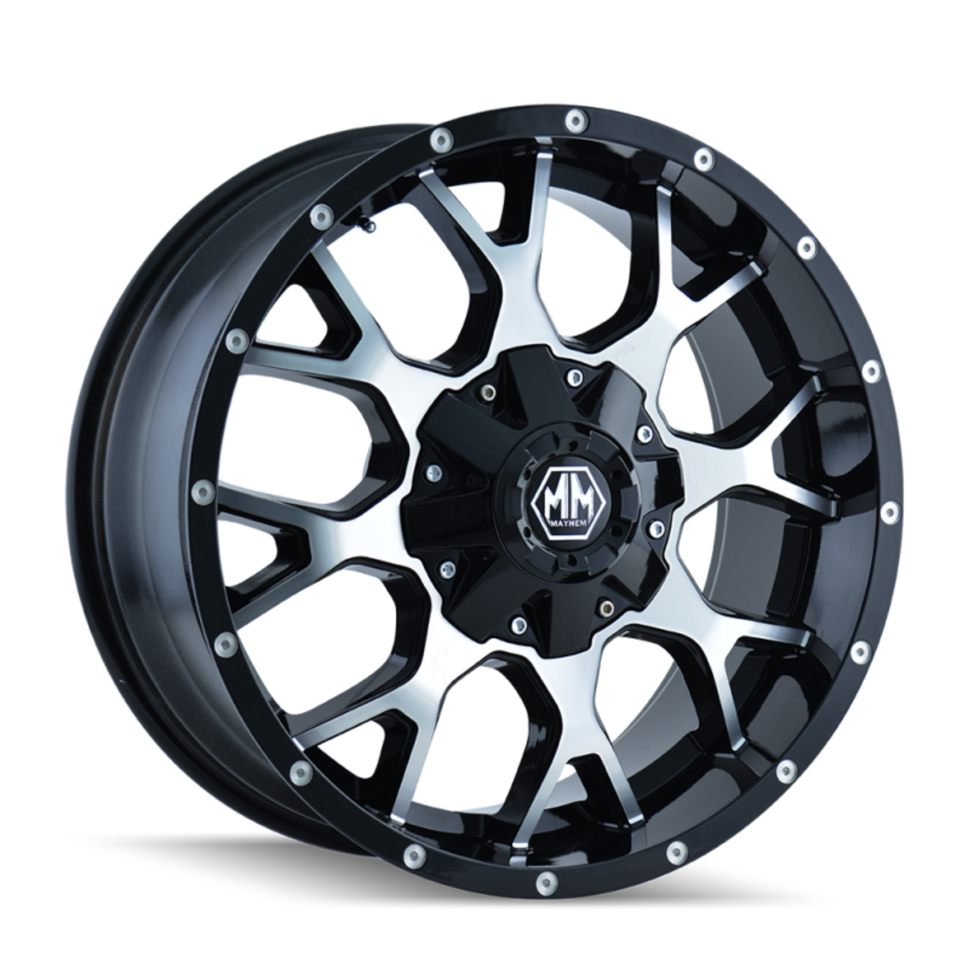 Picture of Mayhem 8015 Warrior 18x9 / 8x170 BP / -12mm Offset / mm Hub Gloss Black Machined Wheel