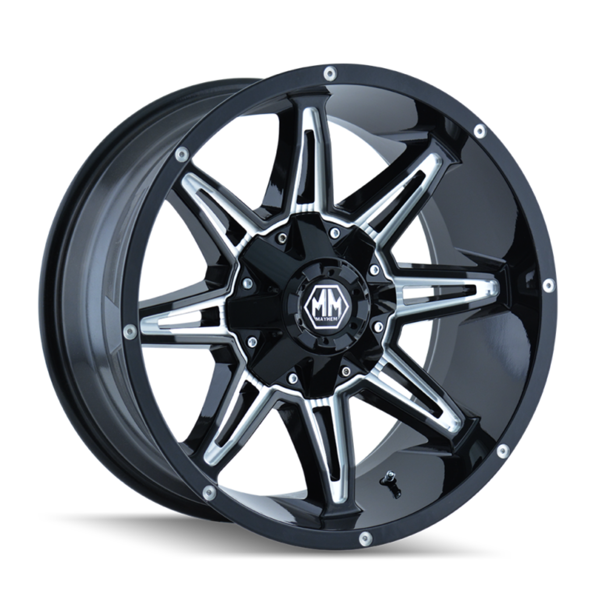 Picture of Mayhem 8090 Rampage 20x10 / 8x165.1 BP / -25mm Offset / 130.8mm Hub Gloss Black Milled Wheel