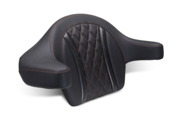 Picture of Mustang 23-25 Harley CVO Road Glide (ST) Deluxe Diamond Ext Arm Wrap-around Backrest Black