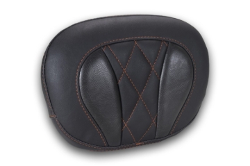 Picture of Mustang Deluxe Diamond Touring Sissy Bar Pad Black w/Mandarin Orange Thread