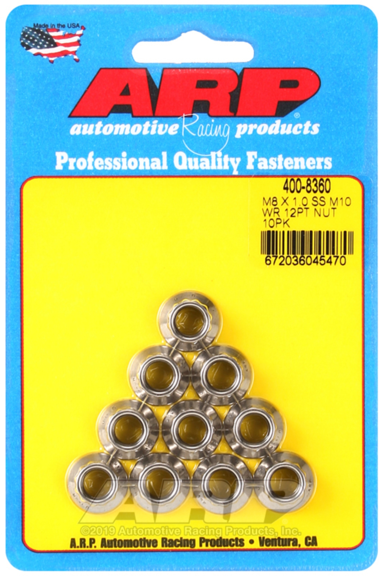 Picture of ARP M8 X 1.00 (M10 wr) SS 12pt nut kit