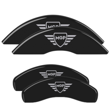 Picture of MGP Front set 2 Caliper Covers Engraved Front MGP Black finish silver ch