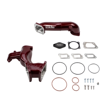 Picture of Wehrli 11-16 Chevrolet 6.6L LML Duramax High Flow Y-Bridge Kit - WCFab Red