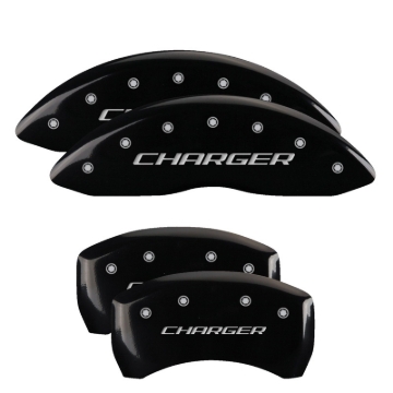 Picture of MGP 4 Caliper Covers Engraved Front & Rear Block/Charger Black finish silver ch