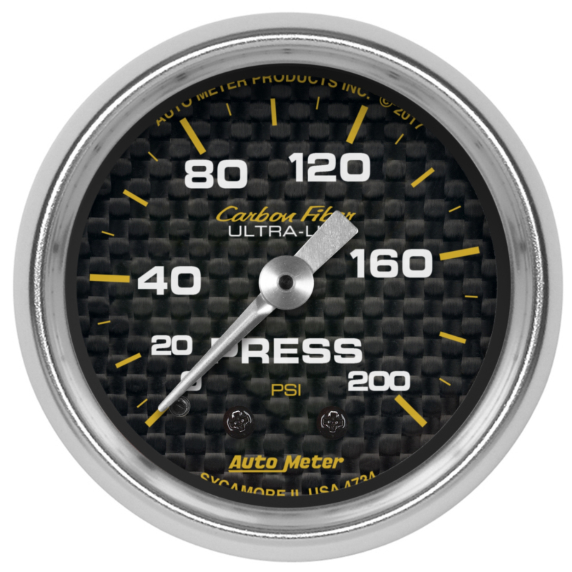 Picture of Autometer Carbon Fiber 2-1/16in Mechanical 0-200 PSI Pressure Gauge