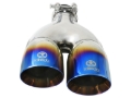 Picture of aFe Takeda 2.5in 304 Stainless Steel Clamp-on Exhaust Tip Driver Side 2.5in Inlet 4inDual-Blue Flame