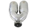 Picture of aFe Takeda 2.5in 304 Stainless Steel Clamp-on Tip Passenger Side 2.5in Inlet 4inDual - Polished