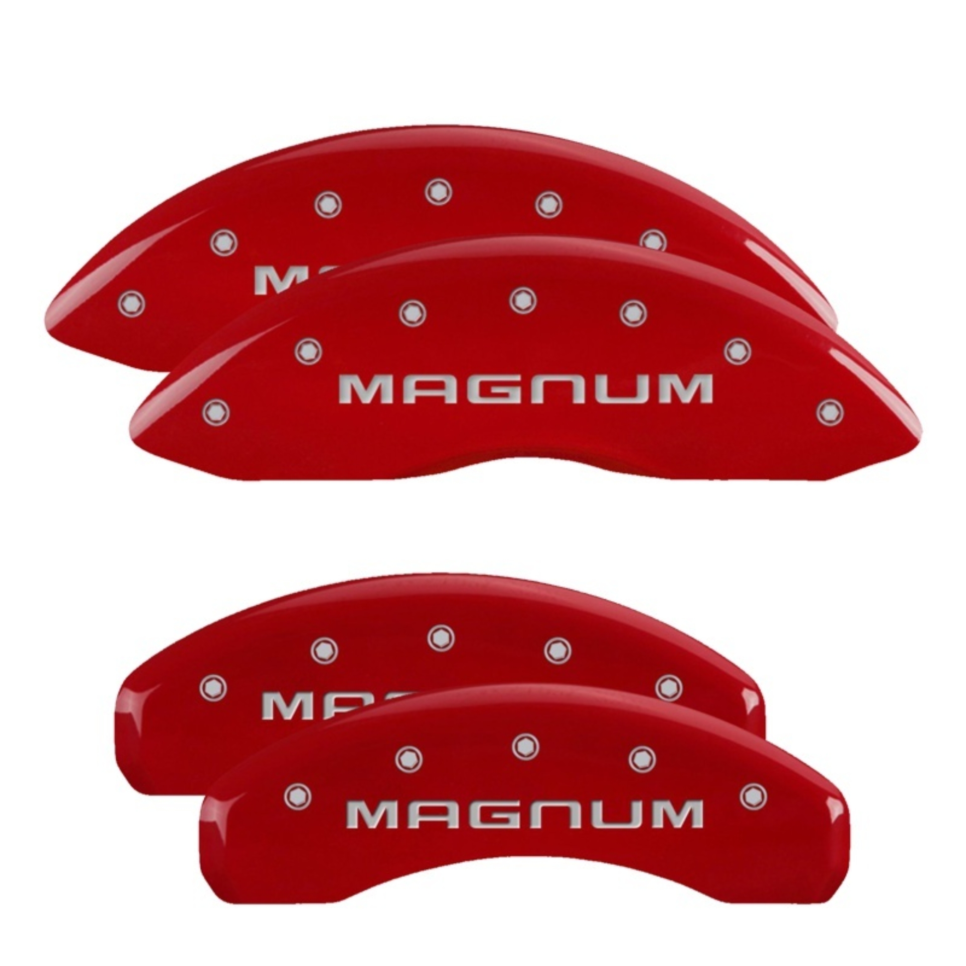 Picture of MGP 4 Caliper Covers Engraved Front & Rear Magnum Red finish silver ch
