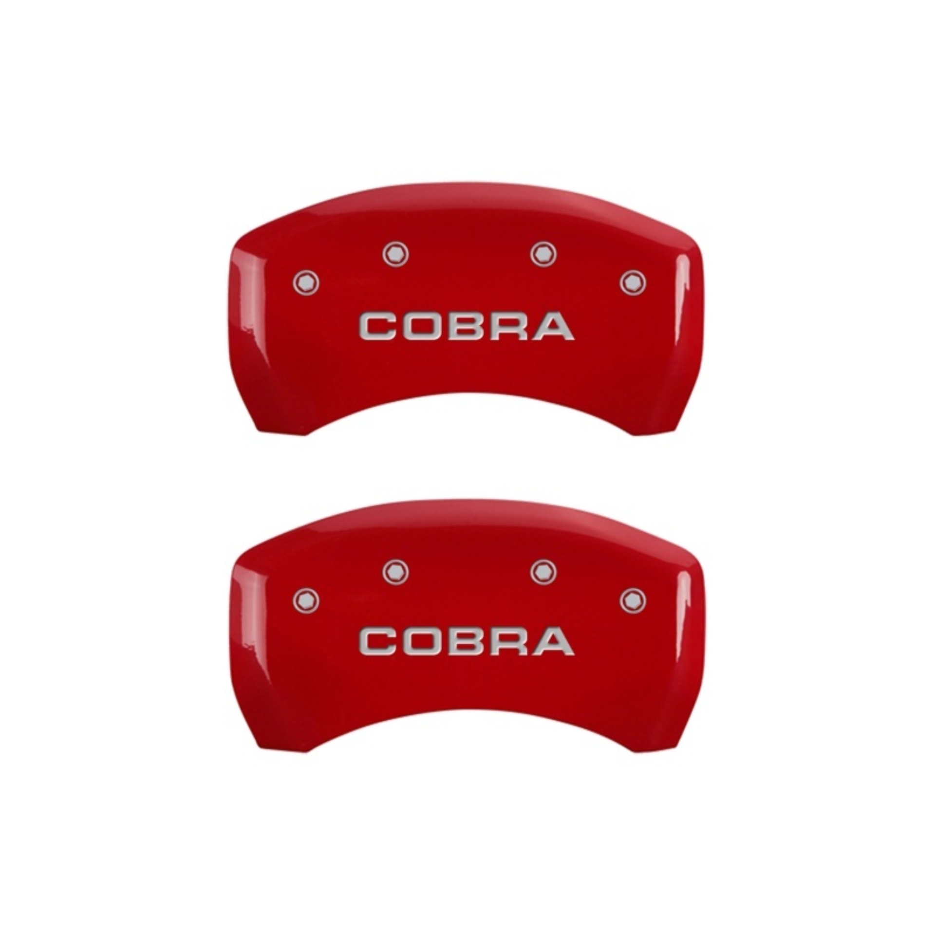 Picture of MGP Rear set 2 Caliper Covers Engraved Rear Cobra Red finish silver ch
