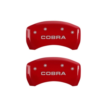 Picture of MGP Rear set 2 Caliper Covers Engraved Rear Cobra Red finish silver ch
