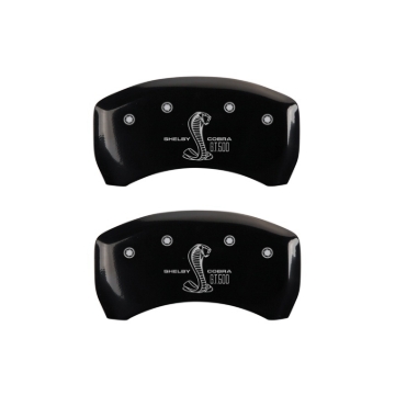 Picture of MGP Rear set 2 Caliper Covers Engraved Rear GT500 Shelby & Cobra Black finish silver ch