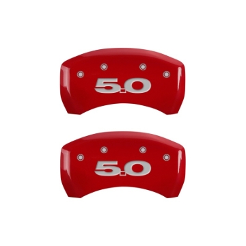 Picture of MGP Rear set 2 Caliper Covers Engraved Rear 50 Red finish silver ch