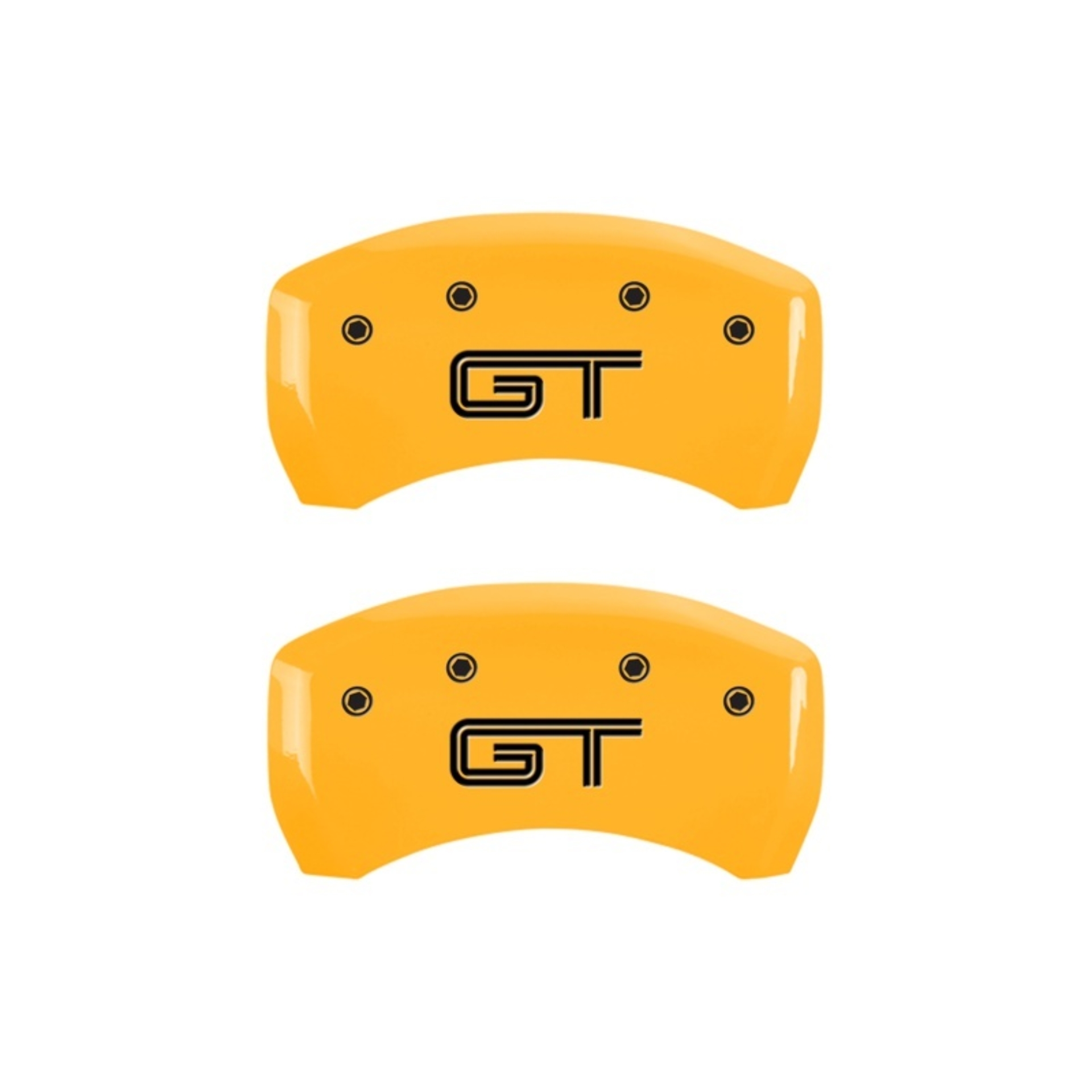Picture of MGP Rear set 2 Caliper Covers Engraved Rear S197/GT Yellow finish black ch