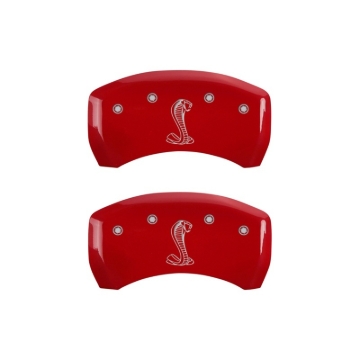 Picture of MGP Rear set 2 Caliper Covers Engraved Rear Tiffany Snake Red finish silver ch