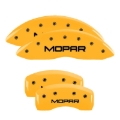 Picture of MGP 4 Caliper Covers Engraved Front & Rear MOPAR Yellow finish black ch