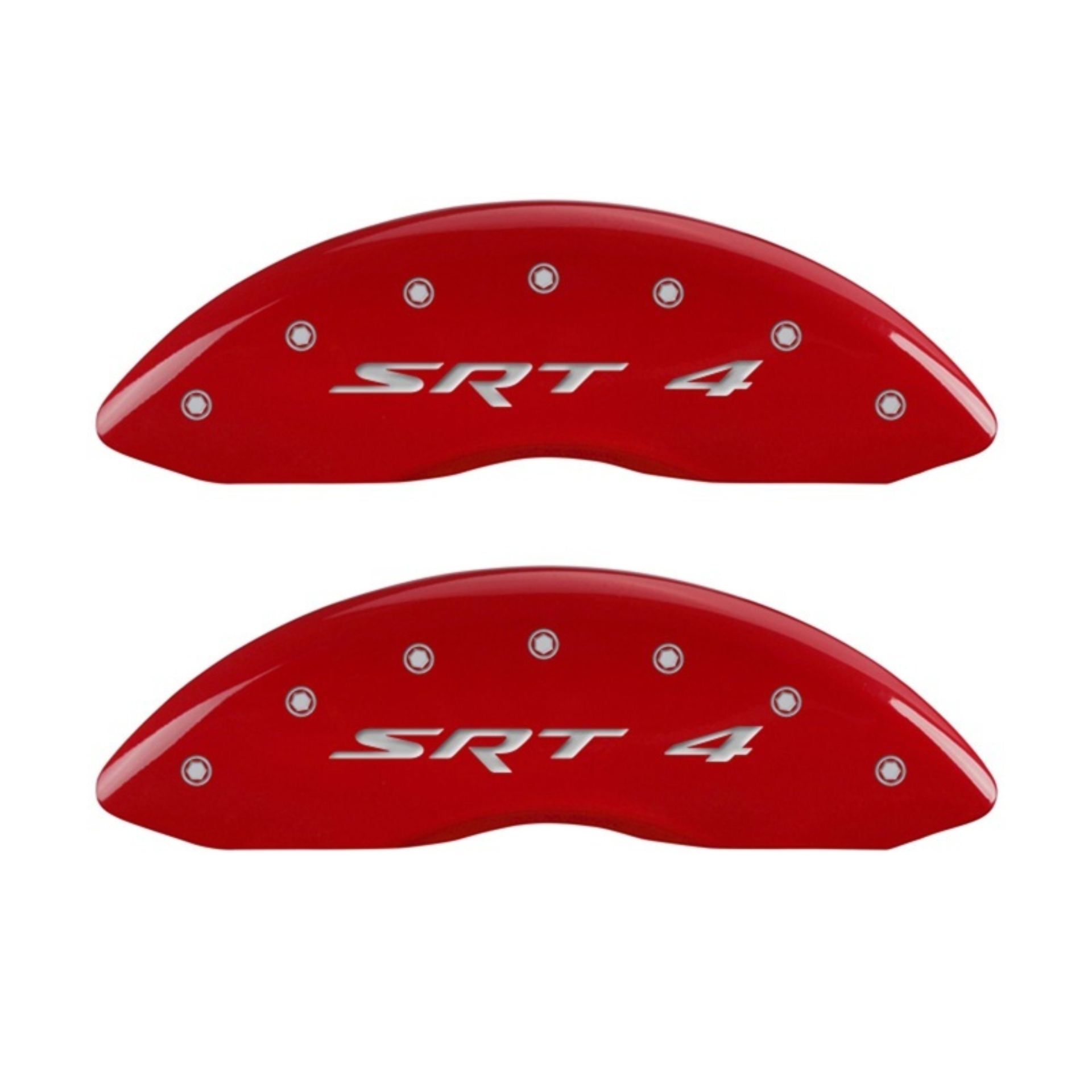 Picture of MGP Front set 2 Caliper Covers Engraved Front SRT4 Red finish silver ch
