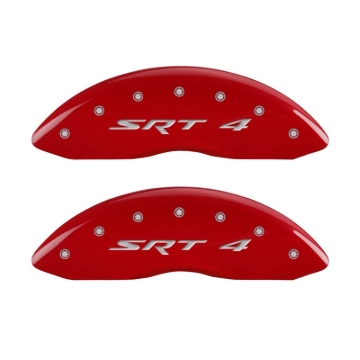 Picture of MGP Front set 2 Caliper Covers Engraved Front SRT4 Red finish silver ch