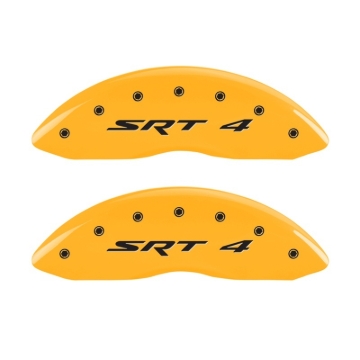 Picture of MGP Front set 2 Caliper Covers Engraved Front SRT4 Yellow finish black ch