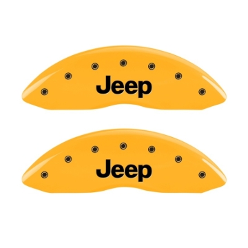 Picture of MGP Front set 2 Caliper Covers Engraved Front JEEP Yellow finish black ch