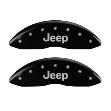 Picture of MGP Front set 2 Caliper Covers Engraved Front JEEP Black finish silver ch